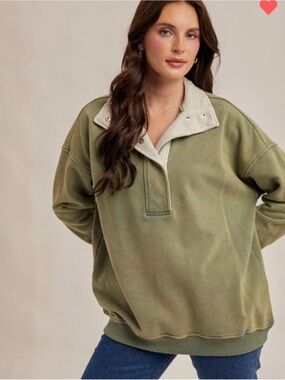 Evergreen Trail Thermal Collar Sweatshirt - Everyday Chic Boutique